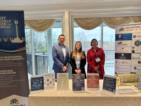 Alice Ksendzova hosting the Richmond Hill Board of Trade at a business symposium